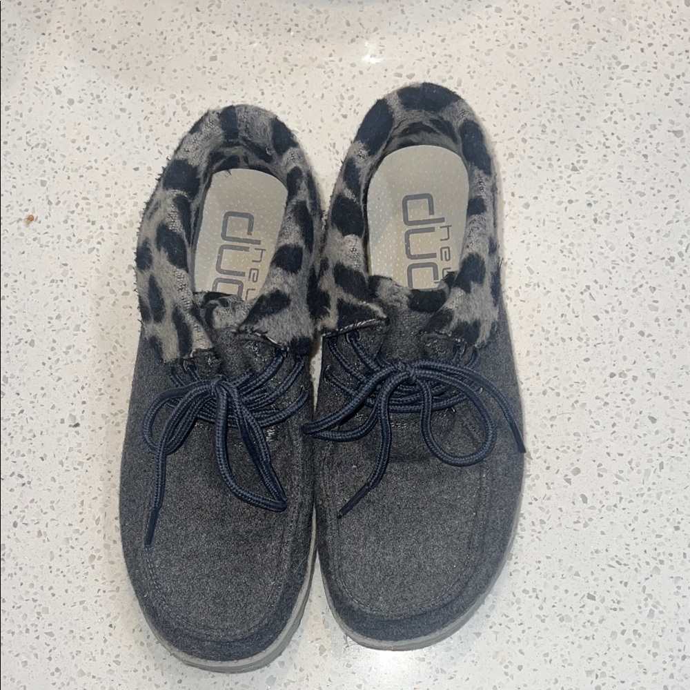Hey Dude Gray Ankle Boots with Animal Print